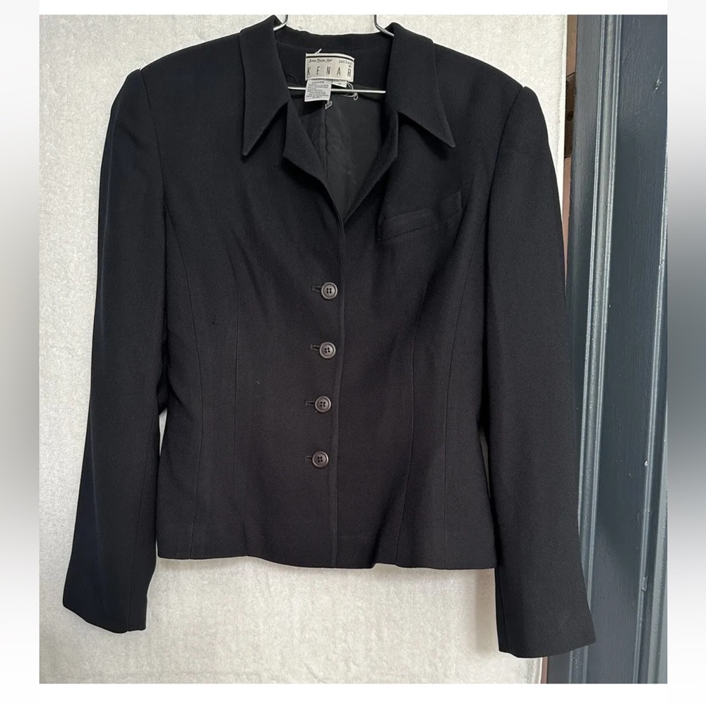 ann tjian for kenar Women’s black 4 button blazer jacket size 8